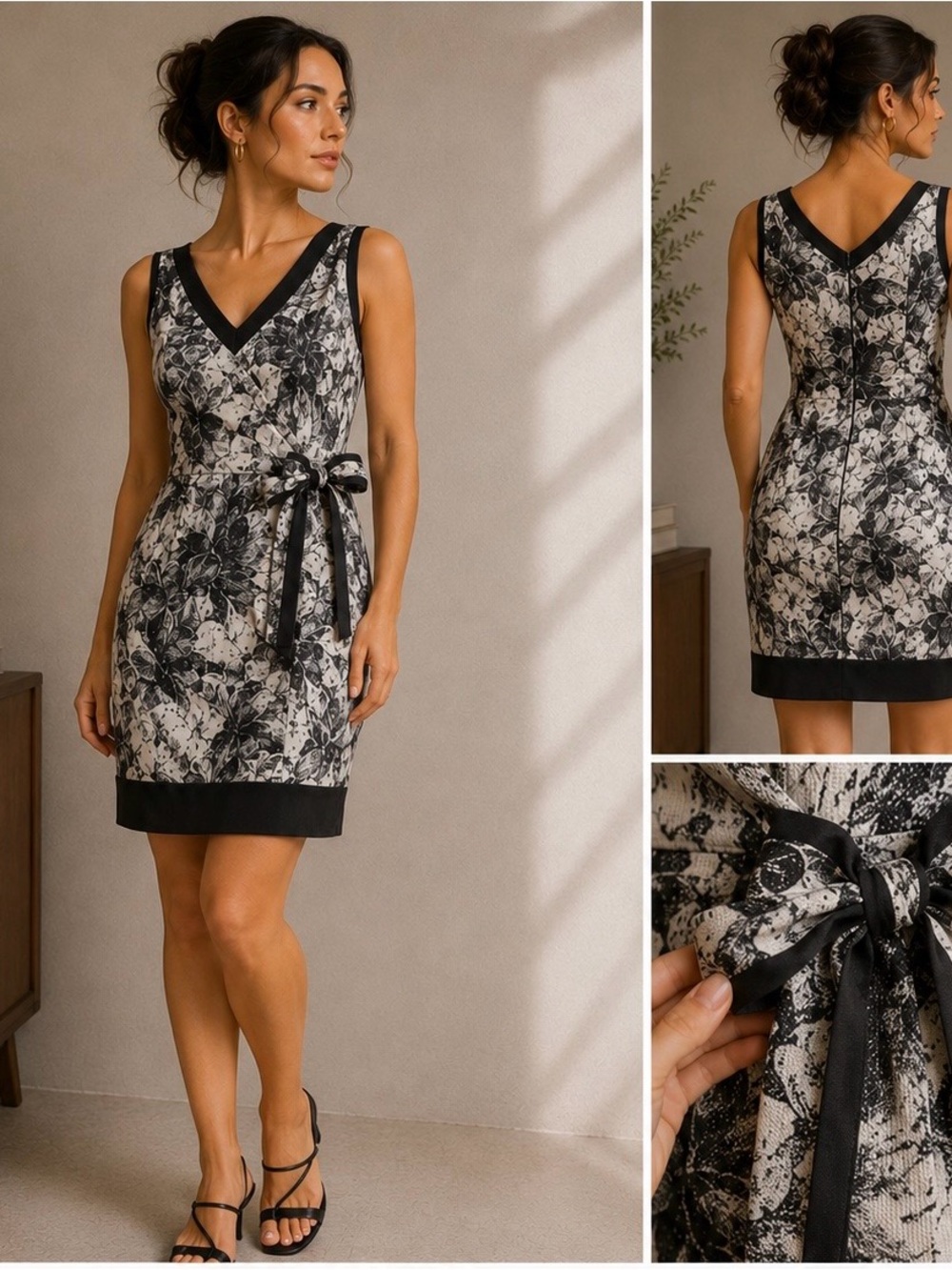 🇮🇹 Rinascimento Black White Floral Fit & Flare Mini Dress S/M